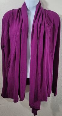 Alternative Fuchsia Draped Front Slub Knit Cardigan Sweater Small Lightweight